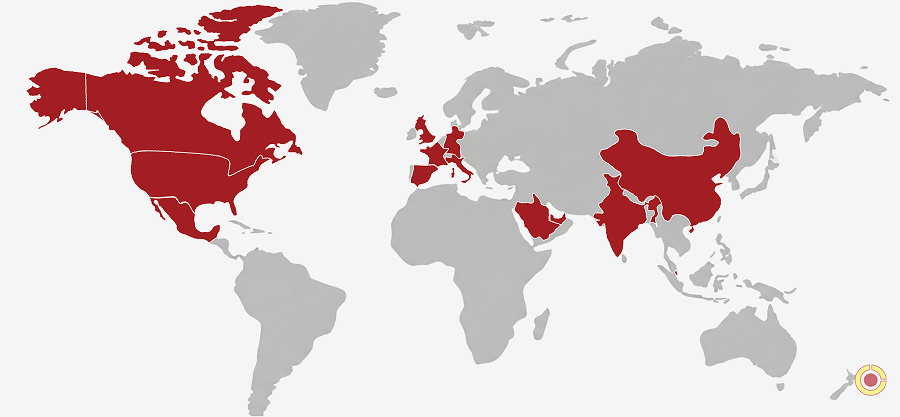 World map showing Zonap's global presence